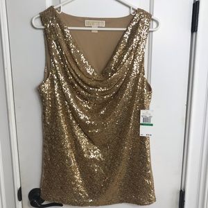 NWT Michael Kors Gold Sequin Tank